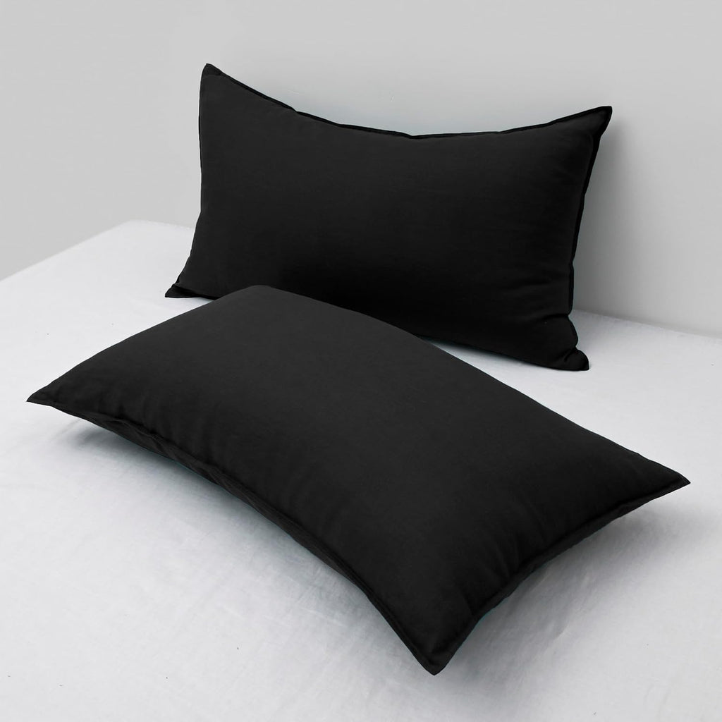 Chuffed Linen Pillowcases 2 Pack 100% Linen Standard Pillow Cases, Breathable and Cooling Washed Pillowshams with Zipper Closure, 20x36 Inc…