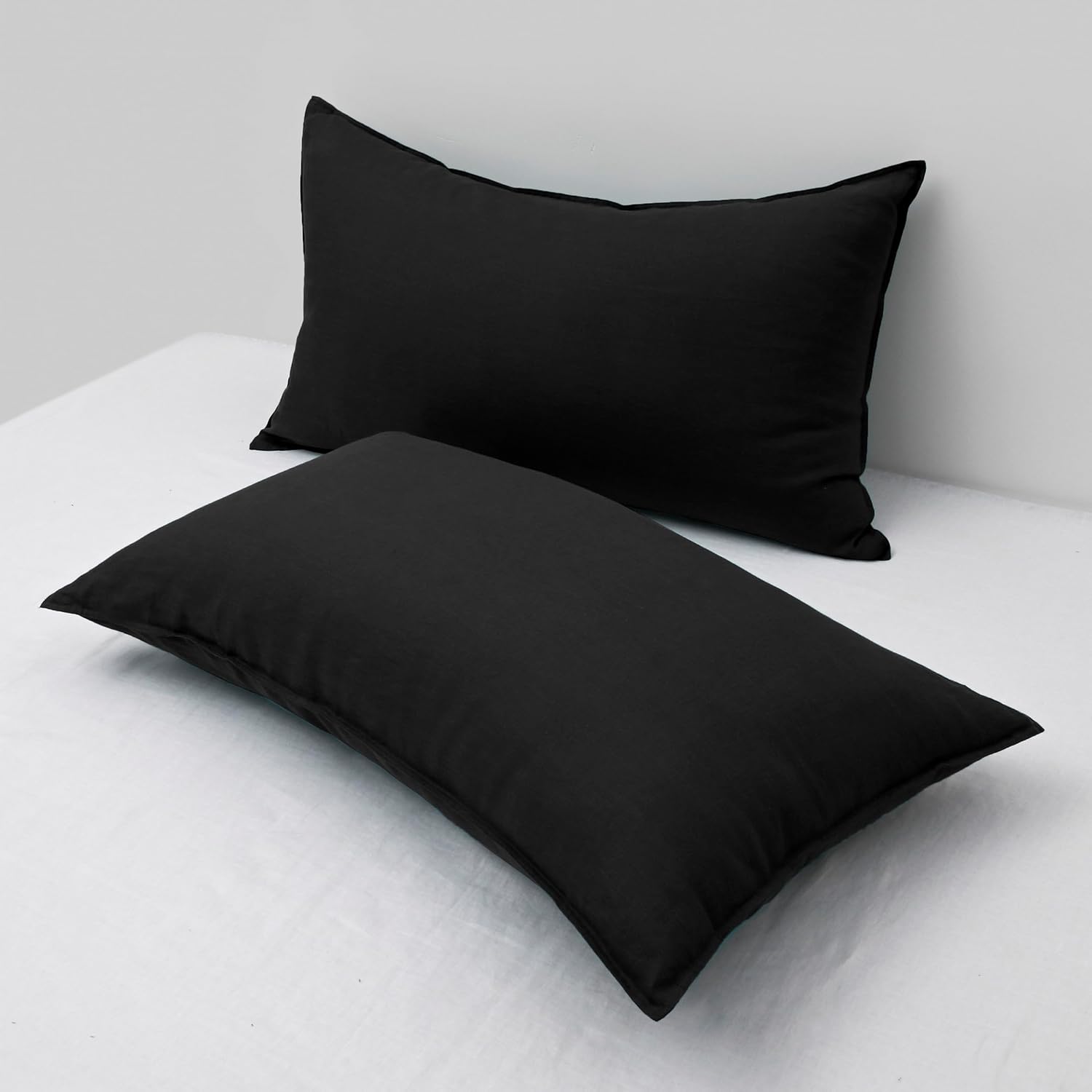 Chuffed Linen Pillowcases 2 Pack 100% Linen Standard Pillow Cases, Breathable and Cooling Washed Pillowshams with Zipper Closure, 20x36 Inc…