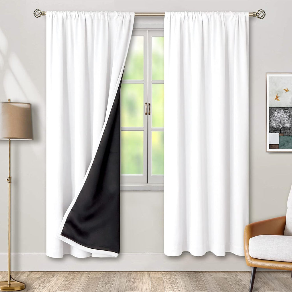 BGment Thermal Insulated 100% Blackout Curtains for Bedroom with Black Liner, Double Layer Full Room Darkening Noise Reducing Rod Pocket…