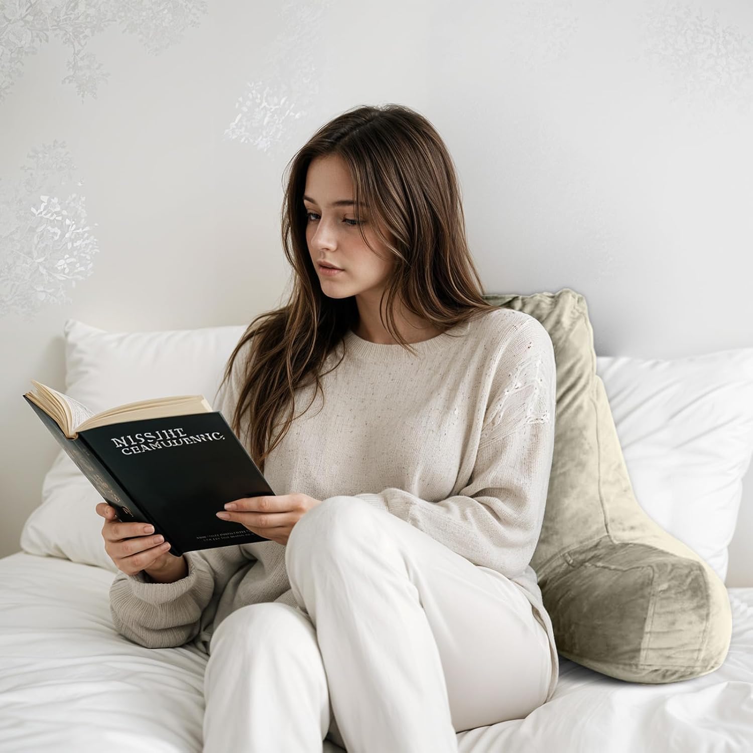 OAISZ Reading Pillow for Sitting in Bed Adult, Reading Pillow with Shredded Memory Foam, Bed Pillow with Washable Cover, Back Pillow…