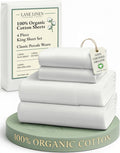 LaneLinen LANE LINEN 100% Organic Cotton King Bed Set, 4-Piece Cotton Bed Sheets, Crisp Percale Weave, Ultra Soft Bedding Sets & Collection…