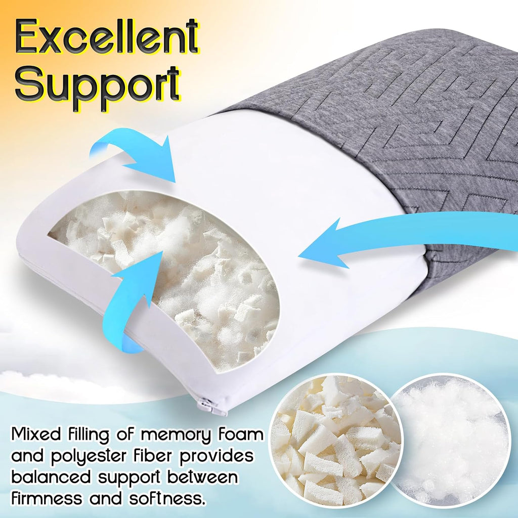 1 MIDDLE ONE Travel Pillow for Sleeping Camping, Memory Foam Small Pillow with Breathable Cover for Backpacking, Airplane, Car (17.5 x 12…