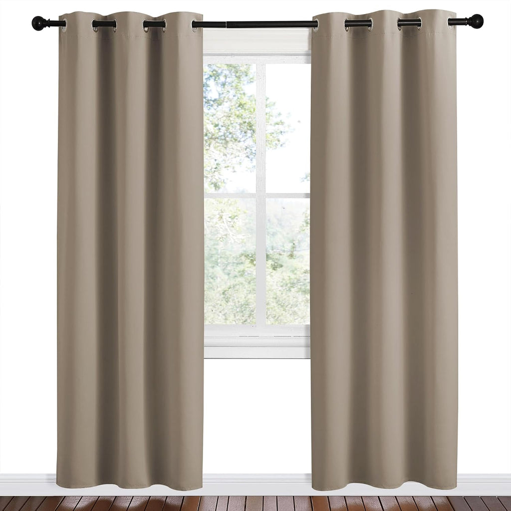 NICETOWN Taupe Room Darkening Curtains for Kitchen, Set of 2, 42 inches Wide by 78 inches Long, Window Treatment Thermal Insulated Solid…