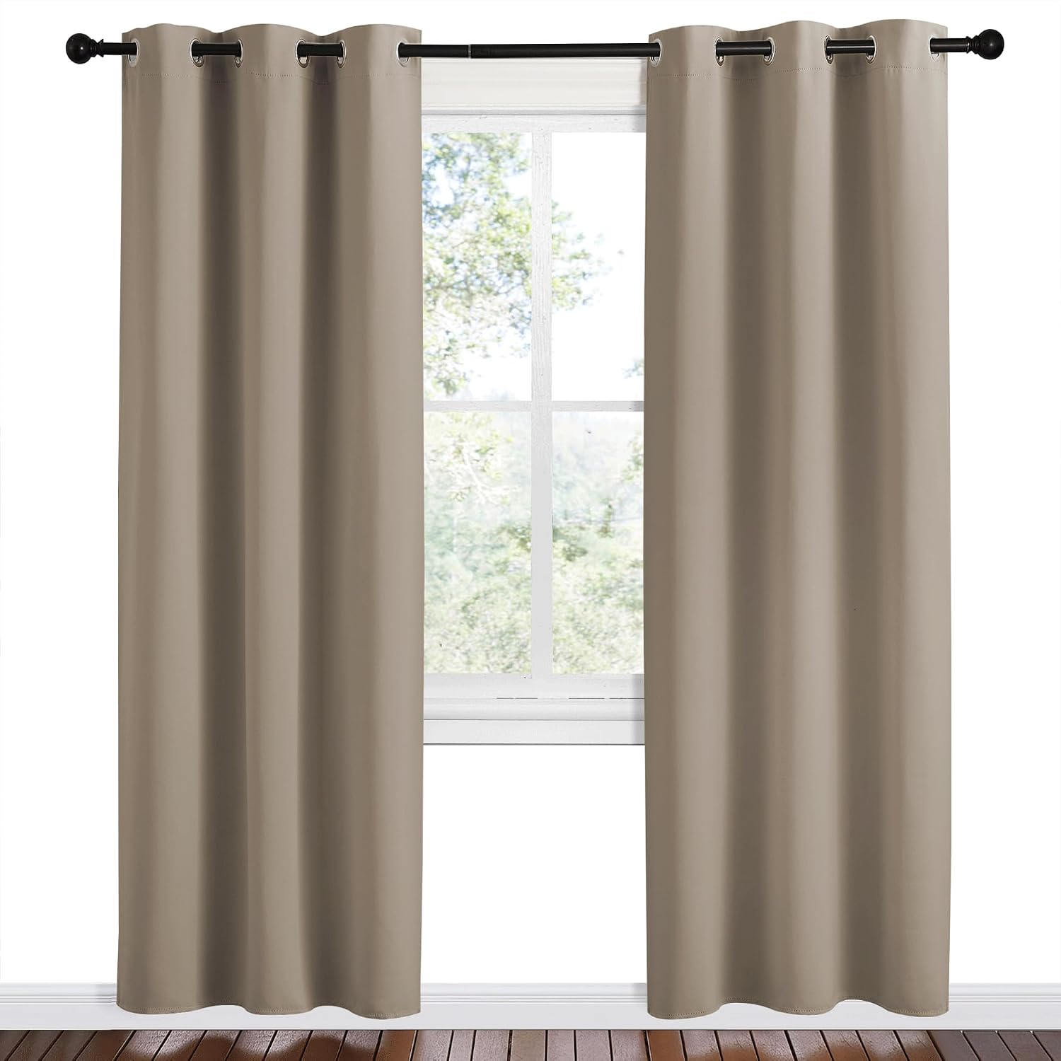 NICETOWN Taupe Room Darkening Curtains for Kitchen, Set of 2, 42 inches Wide by 78 inches Long, Window Treatment Thermal Insulated Solid…
