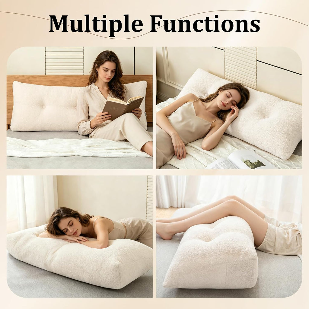 Triangular Headboard Pillows Twin XL Dorm Wedge Cushions for College Dorm Bed Dark Coffee Backrest Positioning Support Pillow Wedge for…