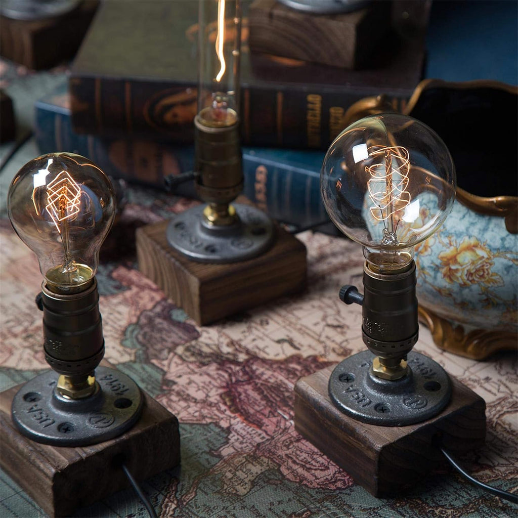 Vintage Table Lamp, Industrial Nightlight Steampunk Desk Lamp with E26 Antique Lamp Holder for Bedroom Living Room Home Art Display Cafe…