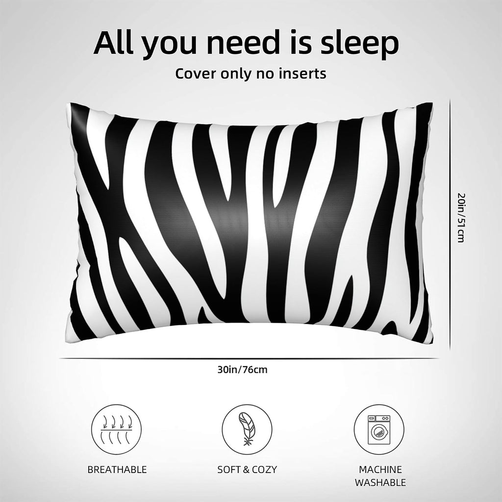 Satin Pillowcase for Hair and Skin Black and White Zebra Stripe Super Soft and Cooling Similar to Silk Pillow Case 1 Pack with Hidden…