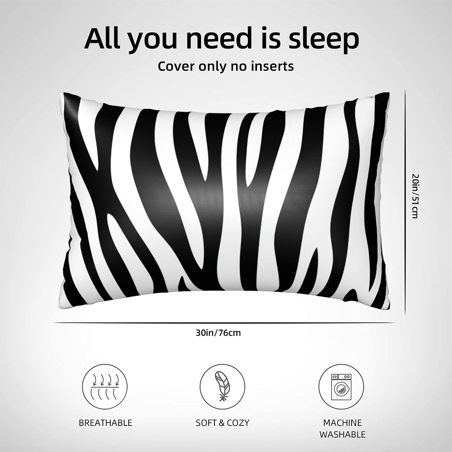 Satin Pillowcase for Hair and Skin Black and White Zebra Stripe Super Soft and Cooling Similar to Silk Pillow Case 1 Pack with Hidden…