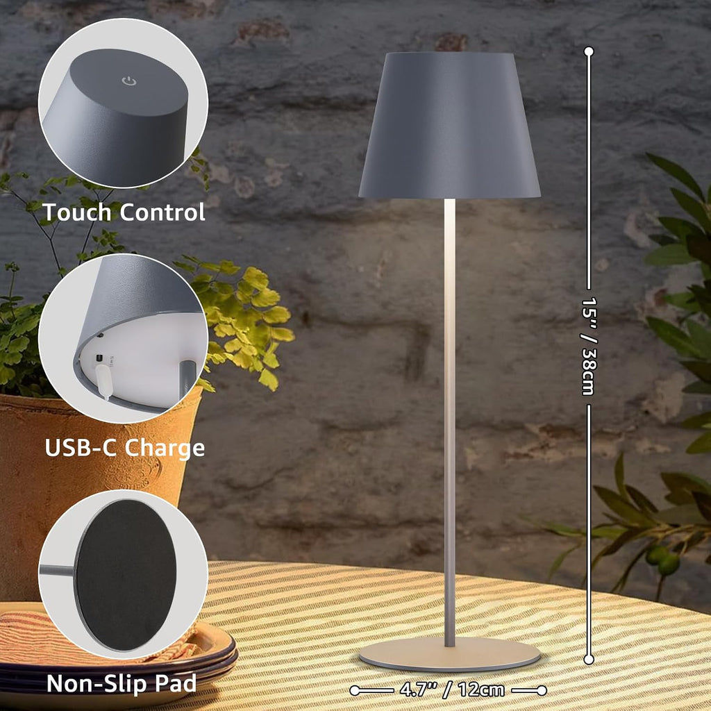 uuffoo 2 Pack Cordless Table Lamp Rechargeable 5000mAH Battery Operated Lights Touch Control LED Portable Desk Lamps 3 Color Dimming for…