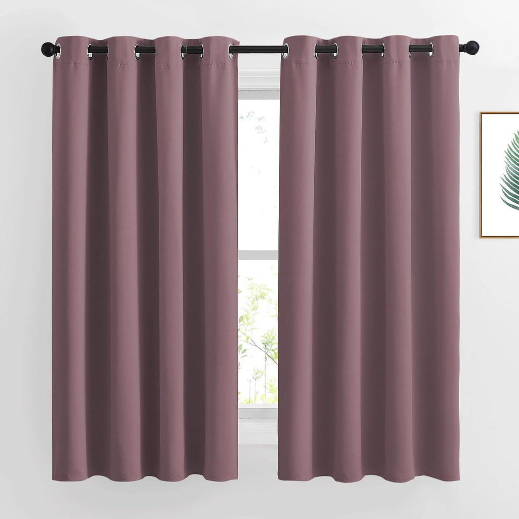 Nicetown Bedroom Curtains 63 inch Length 2 Panels - Grommet Top Blackout Room Darkening Sound Reduction Cold & Heat Reducing Privacy Therma…