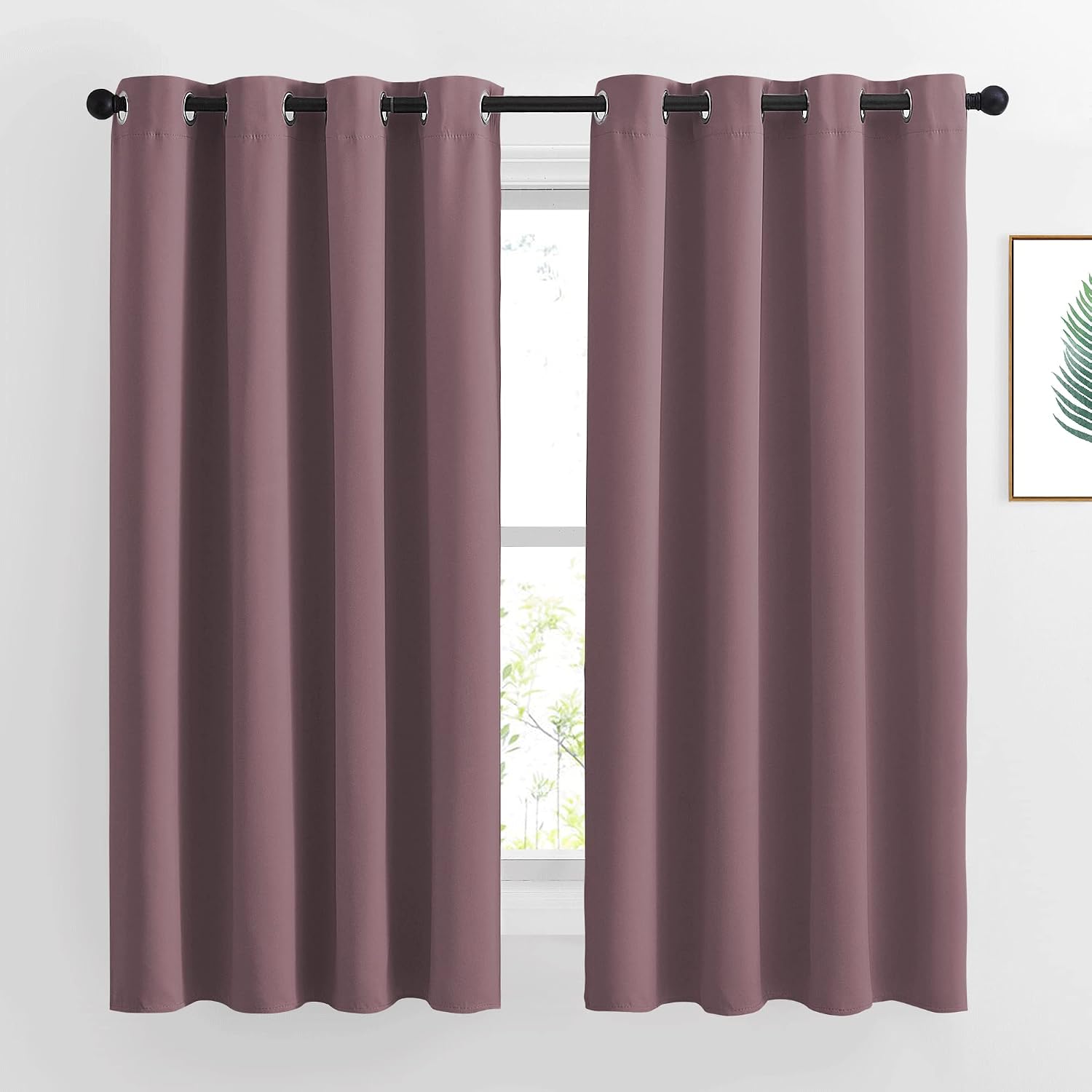 Nicetown Bedroom Curtains 63 inch Length 2 Panels - Grommet Top Blackout Room Darkening Sound Reduction Cold & Heat Reducing Privacy Therma…