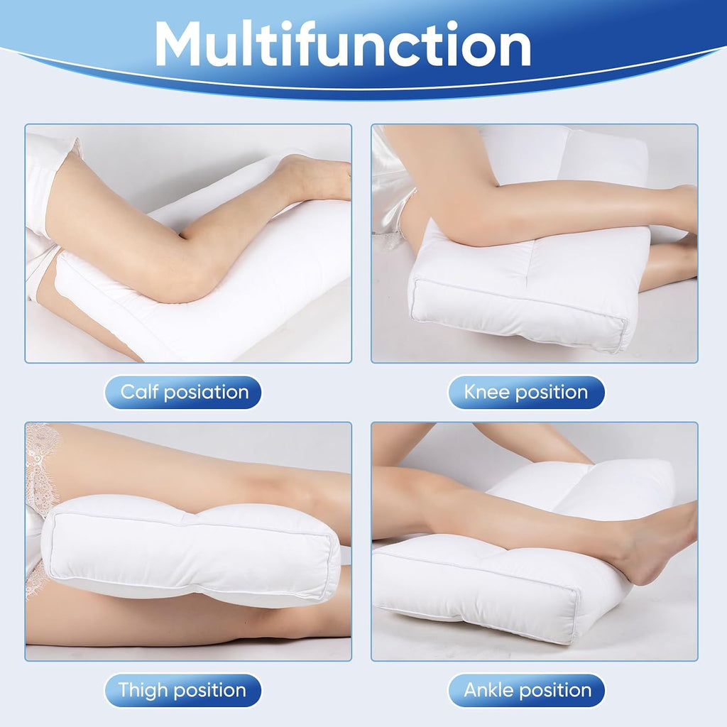 MINUPWELL Knee Pillow for Side Sleepers, 6 Inch Height Between Leg & Under Knee Pillow for Back Sleepers - Leg Pillow with 1200G 7D High…