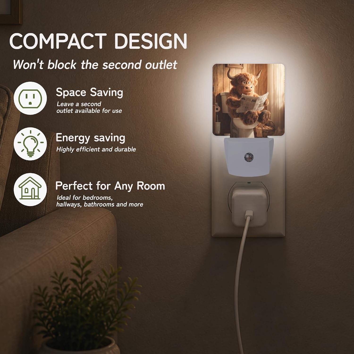 Funny Bathroom Bear Night Light, Night Lights Plug into Wall with Dusk to Dawn Sensor for Bedroom Bathroom Hallway Kitchen, Decorative…