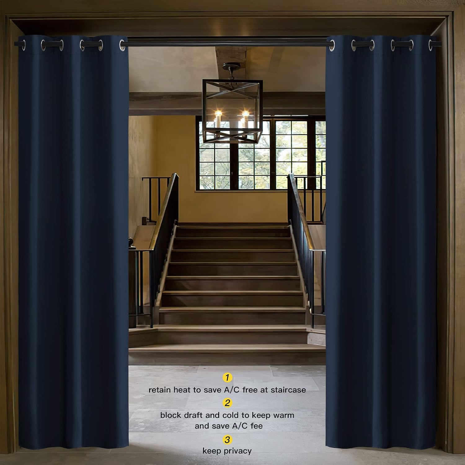 NICETOWN Living Room Curtain, Window Treatment Energy Saving Thermal Insulated Solid Grommet Blackout Drape/Drapery (Navy, Sold…