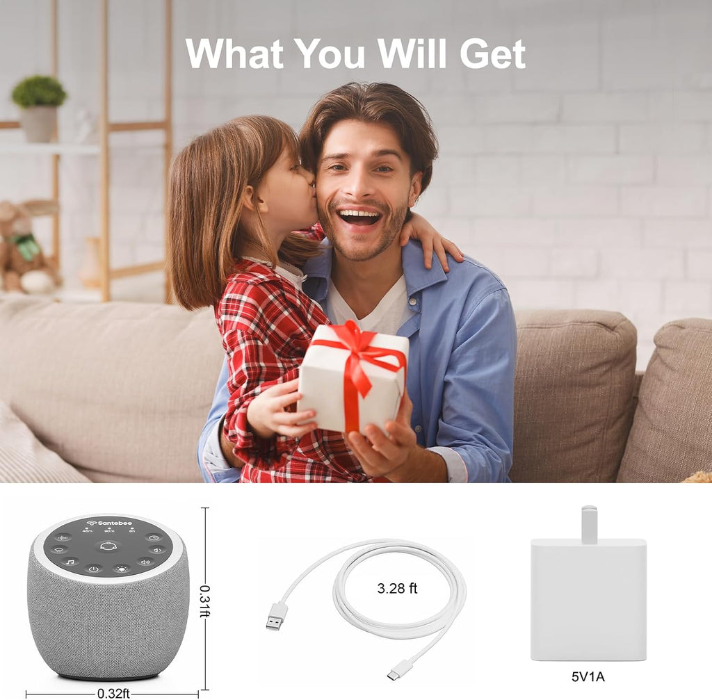 Santebee Sound Machine for Sleep, White Noise Sound Machine 388 Soothing Sounds, 3 Custom Buttons Smart APP Control Night Light, Noise…