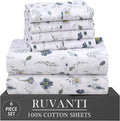 Ruvanti 100% Cotton Percale Sheets Queen Size 6 Piece Set, Cooling Bed Sheets for Hot Sleepers, Deep Pocket 16”, Breathable Lightweight & D…
