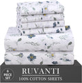 Ruvanti 100% Cotton Percale Sheets Full Size 6 Piece Set, Cooling Bed Sheets for Hot Sleepers, Deep Pocket 16”, Breathable Lightweight & Du…