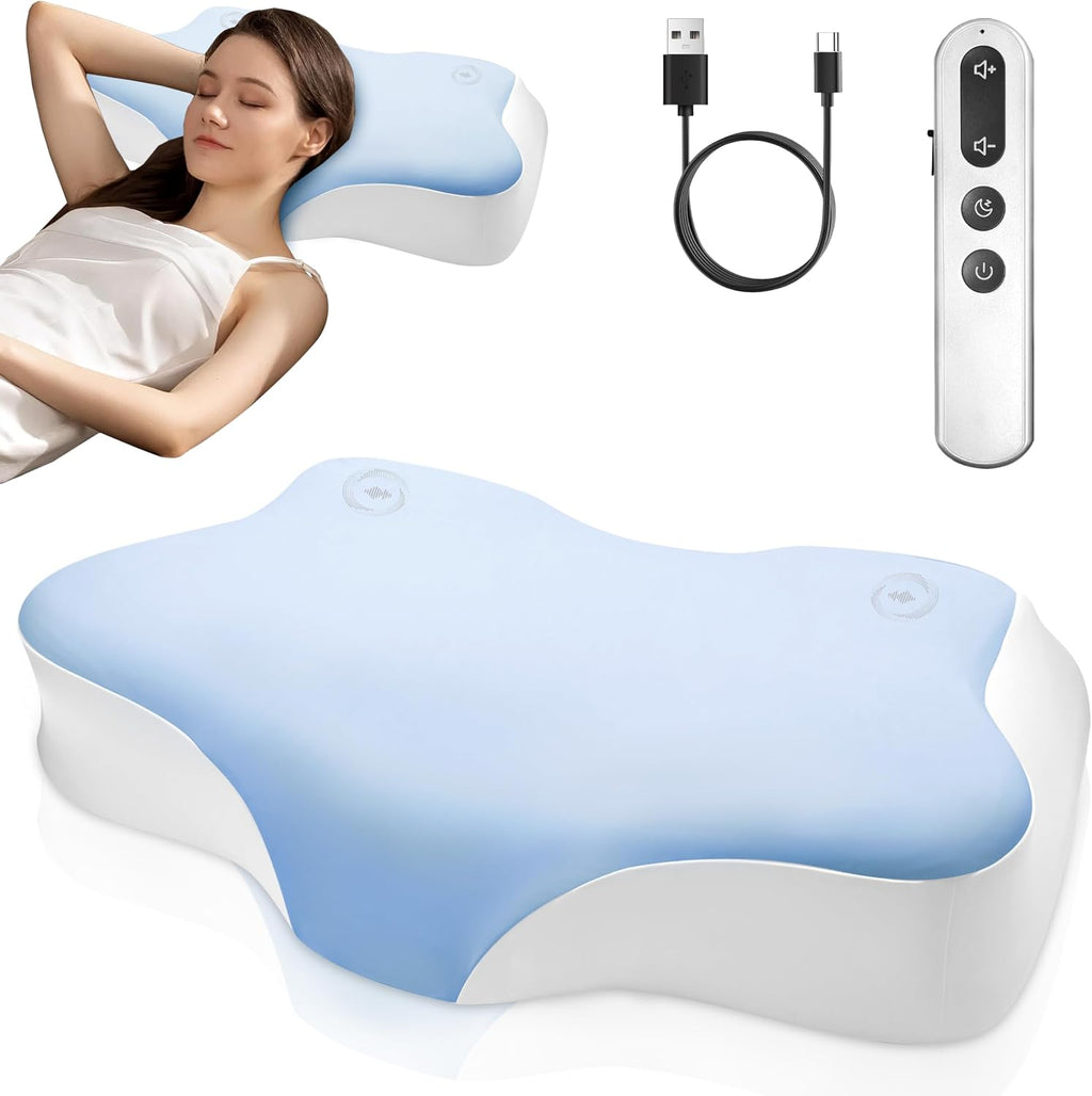 Beorhtmom Smart Sleep Pillow, for, Cooling Breathable Memory Foam Pillow, With Three Sound Options (ocean waves,…