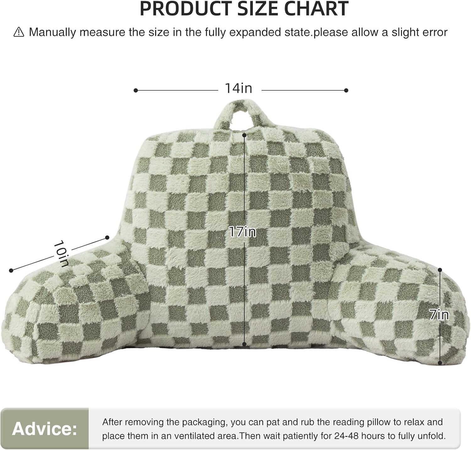 Aimuan Reading Pillow Checkered Bed Rest Wedge Backrest Checkerboard Pillow with Arms Back Support for Sitting Up in Bed Cushion Incline…