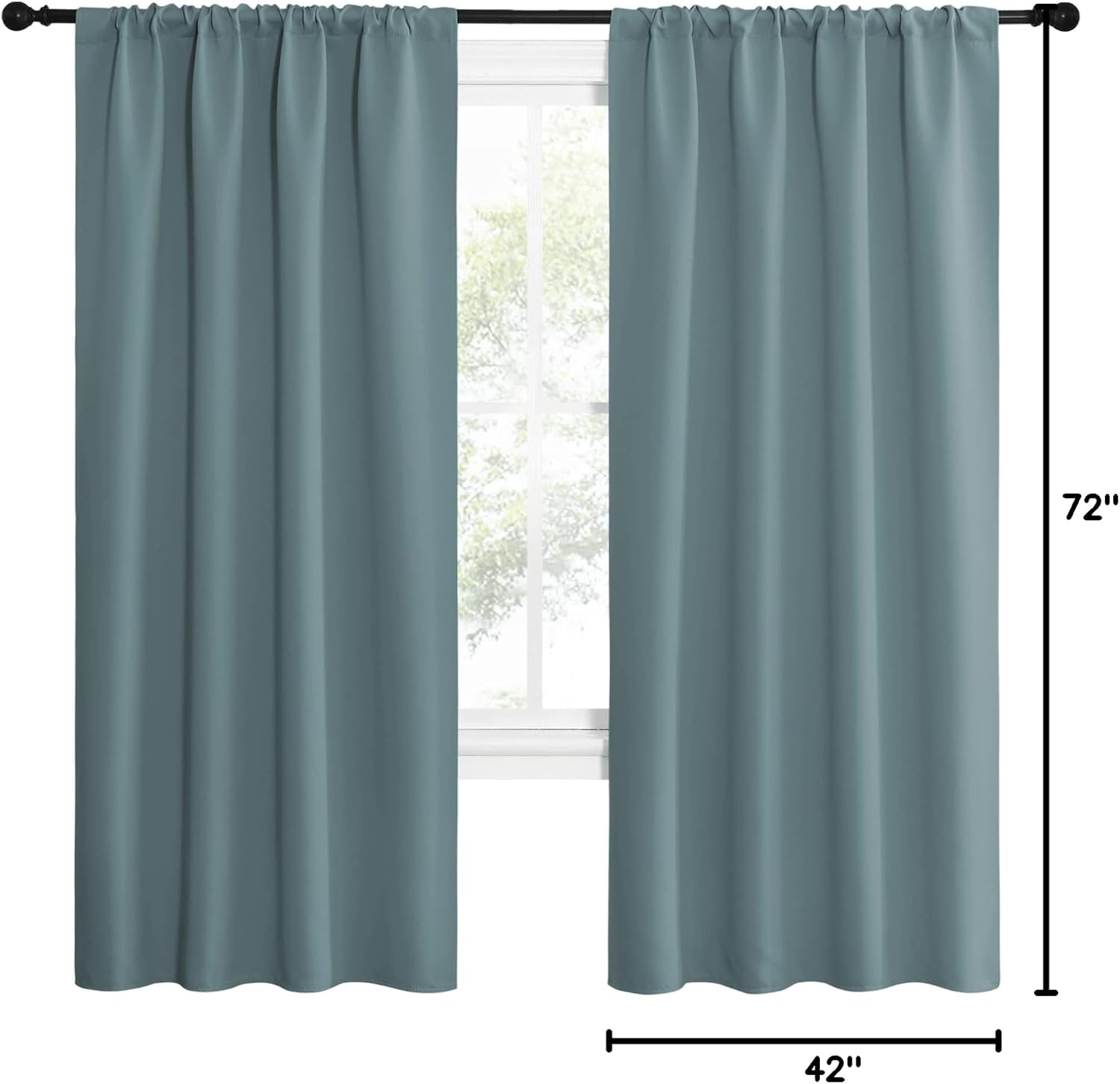 NICETOWN Greyish Blue Blackout Curtains Panels for Window, Thermal Insulated Rod Pocket Blackout Drapes/Draperies for Living Room (2…