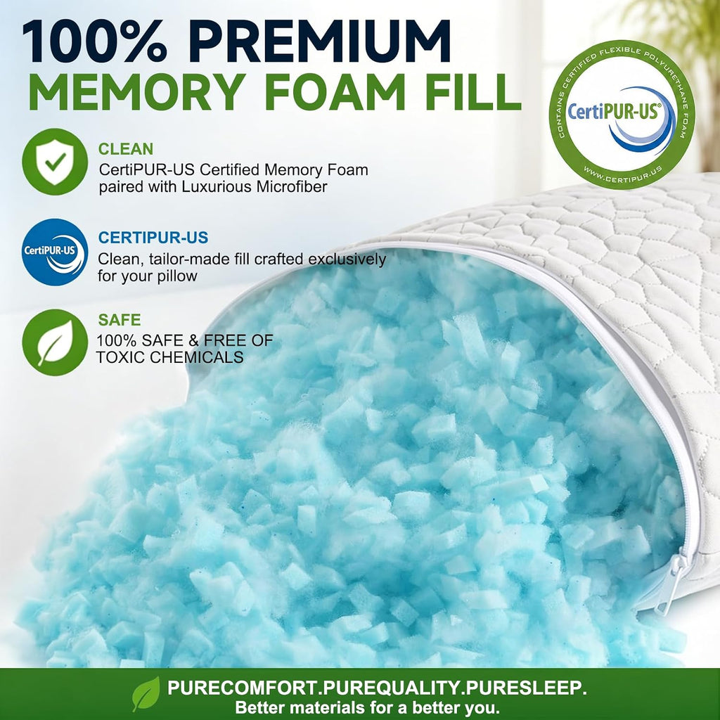 SUPA MODERN Cooling Pillow Queen Size Set of 2, CertiPUR-US Shredded Memory Foam Pillows for Sleeping, Cool Bed Pillows for Hot Sleepers…