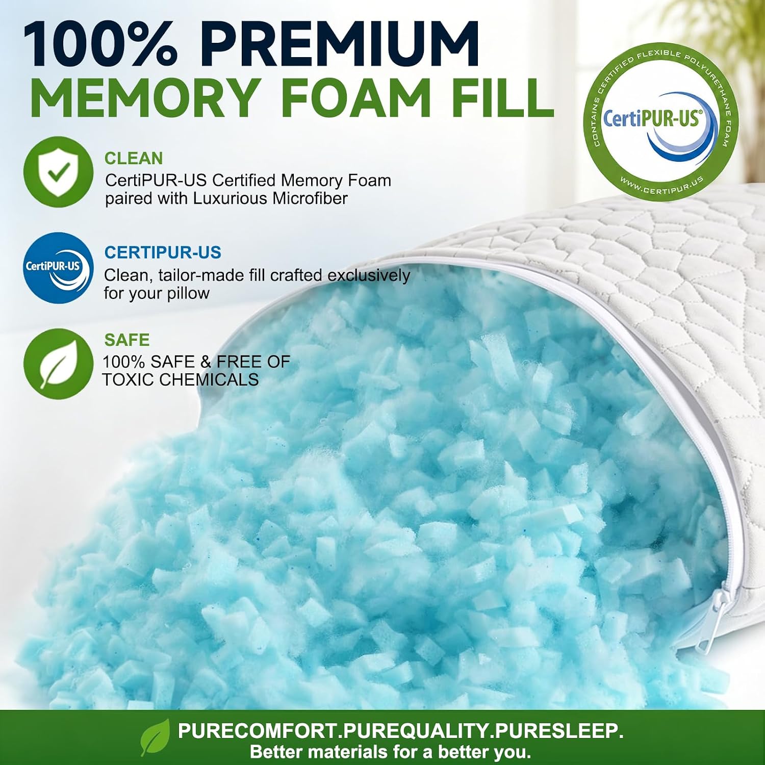 SUPA MODERN Cooling Pillow Queen Size Set of 2, CertiPUR-US Shredded Memory Foam Pillows for Sleeping, Cool Bed Pillows for Hot Sleepers…