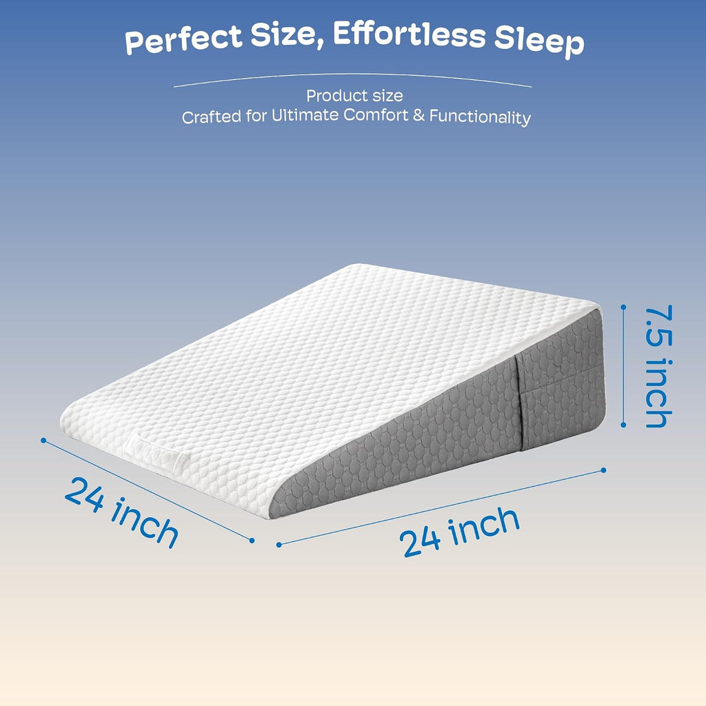 Simpledad Wedge Pillow, Wedge Pillow for Acid Reflux, Back, Cooling Memory Foam Top, Bed Wedge Pillows for Headboard, Sleeping, Snoring, B…