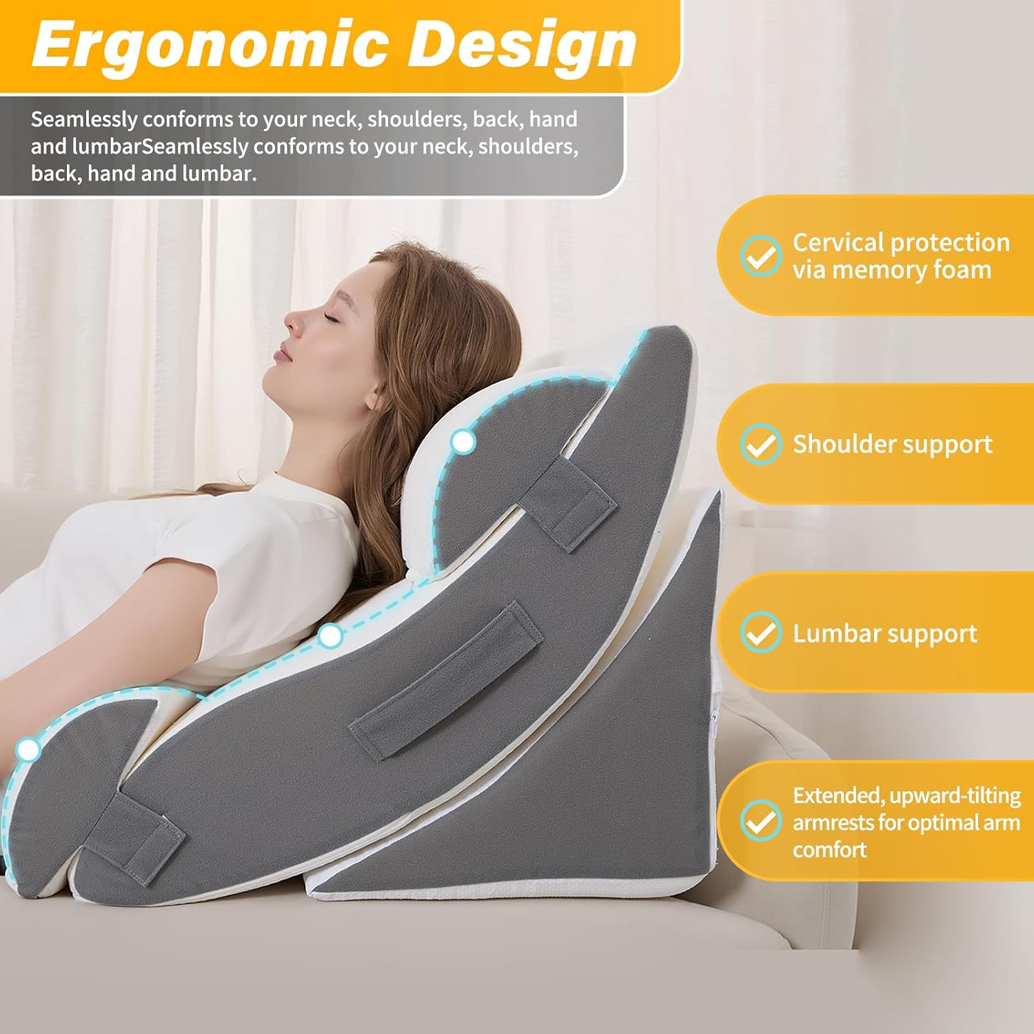 Ziixmile Wedge Pillow Set for After Surgery – 5PCS Orthopedic Bed Wedge Pillow Set for Sleeping, Body, Back and Leg Comfortable & Ad…
