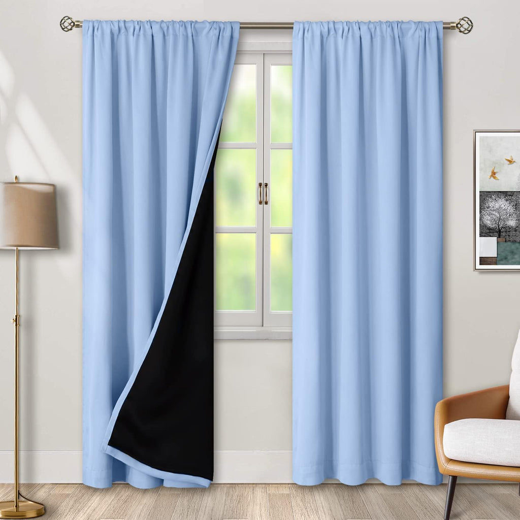 BGment Full Blackout Curtains with Thermal Insulation Liner Curtains 84 Inches Long, Rod Pocket and Back Tab Double Layer Room Darkening…
