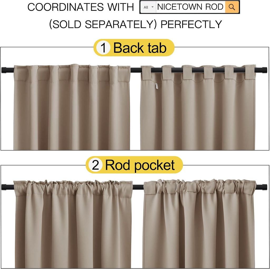 NICETOWN RV Curtains for Camper Windows - (Taupe Color) 34x54 Inch, 2 Panels Set, Thermal Insulated Room Darkening Blackout…