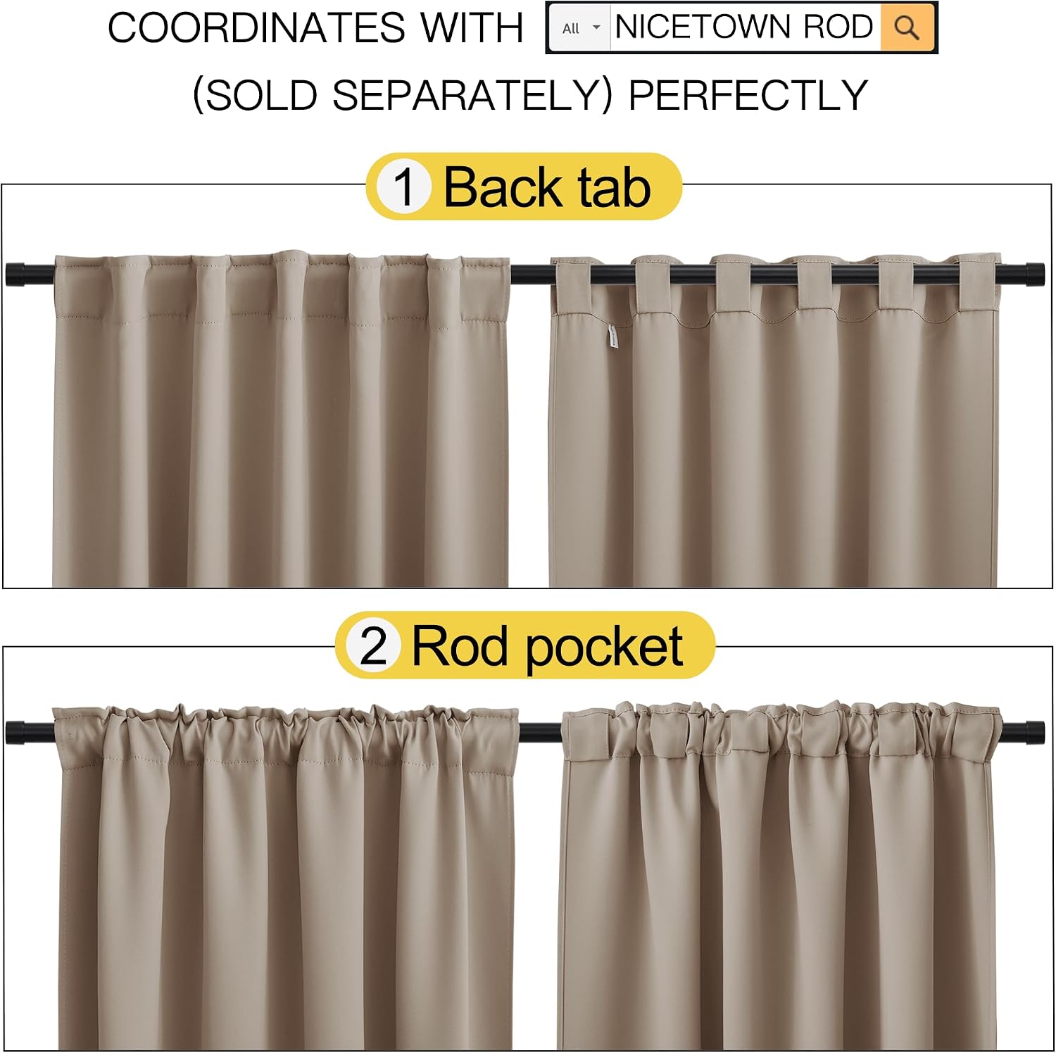 NICETOWN RV Curtains for Camper Windows - (Taupe Color) 34x54 Inch, 2 Panels Set, Thermal Insulated Room Darkening Blackout…
