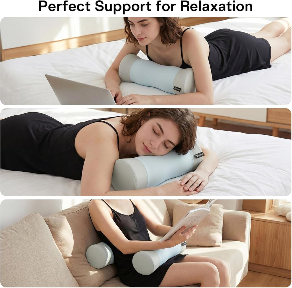 Neck Roll Pillow - Memory Foam Round Neck Pillow - Ergonomic Cervical Roll Pillow, Breathable & Removable Cover - Multi-Use Bolster…