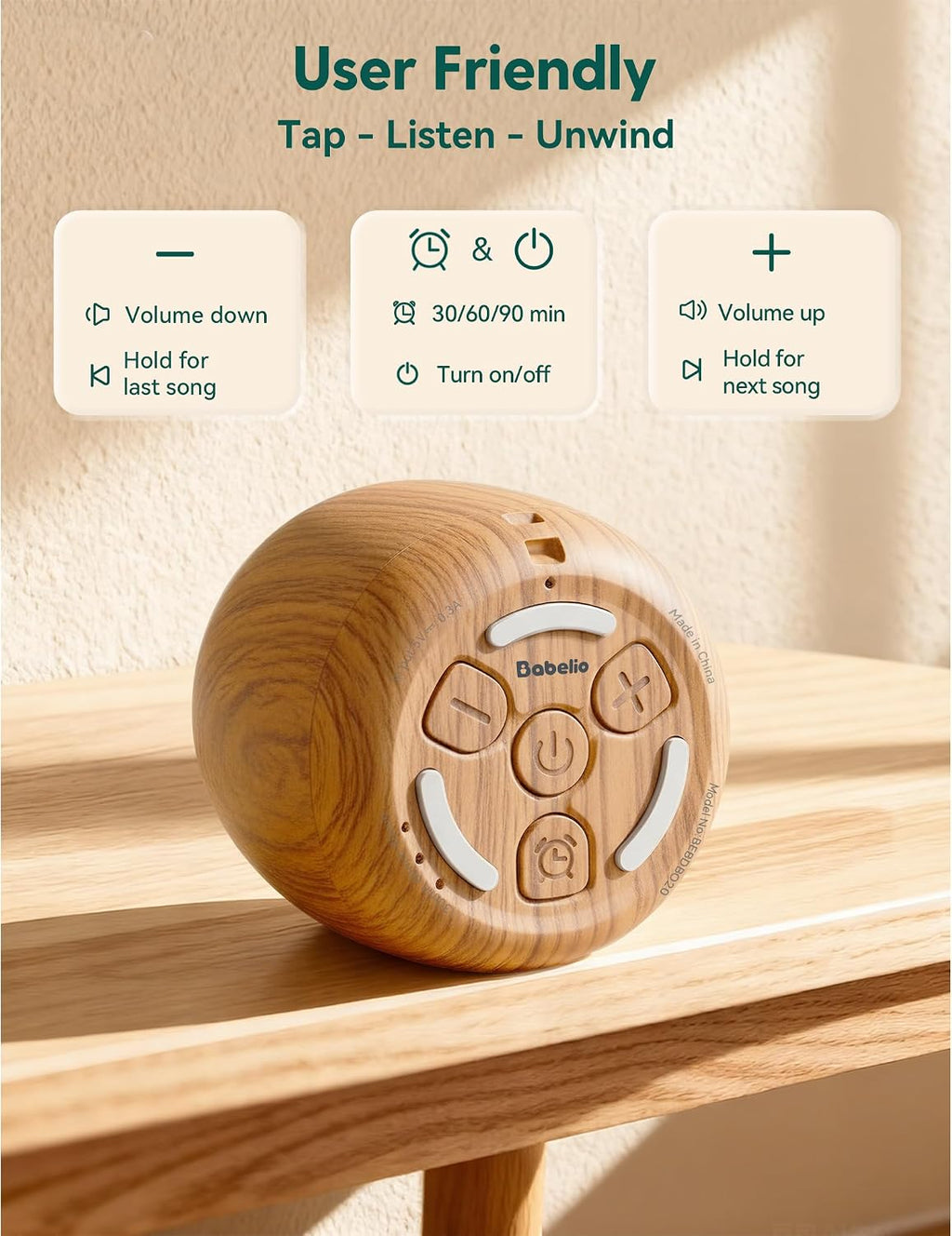 Babelio White Noise Sound Machine (Pocket Mini Pro) | 1000mAh Large Battery, 25 Non-looping Sounds for Adults, Kids & Babies, Timer, Memory…