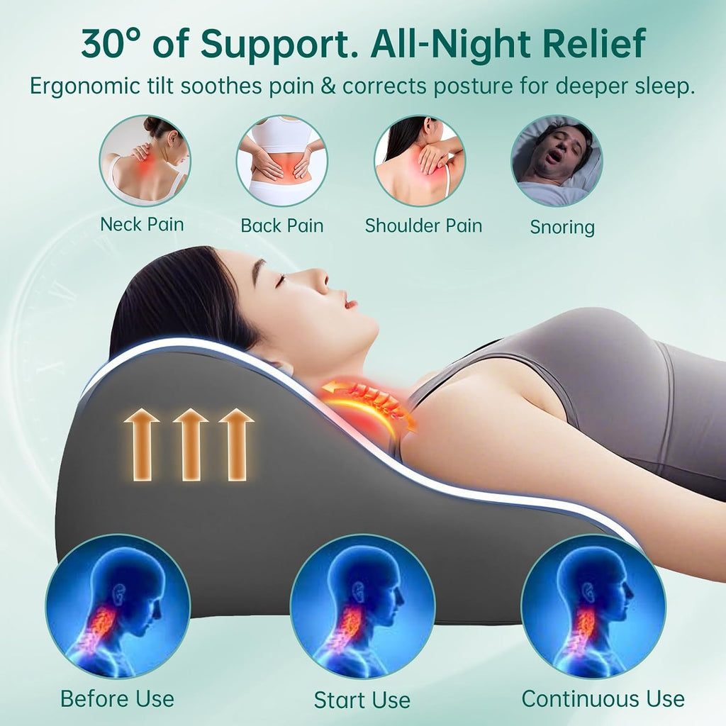 Memory Foam Wedge Pillow Intimacy Couples Pillow, Pregnant Ergonomic Contoured Position Pillow for Sleeping & Reading, Multi-Functional…