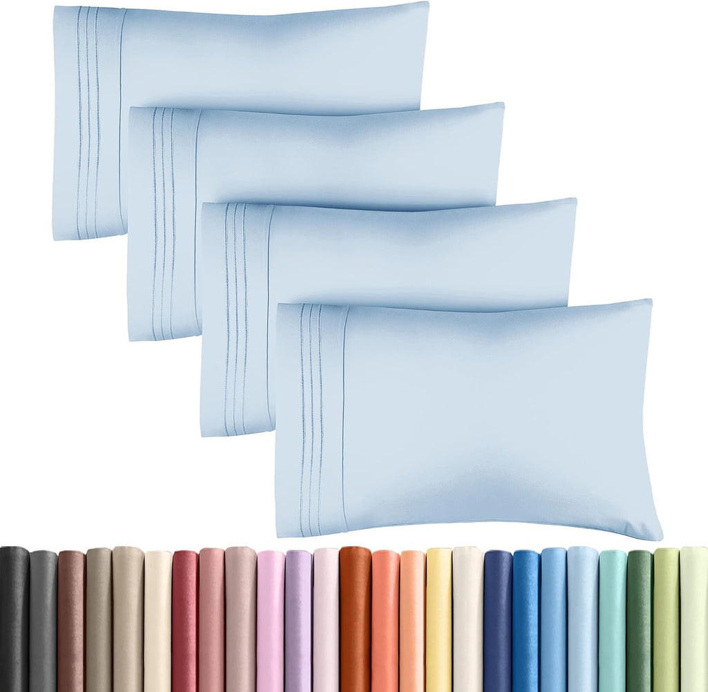 King Pillow Cases Set of 4 - Ultra Soft Hotel Quality Pillowcase Covers - Comfy, Cozy & Wrinkle Free - Shrinkage, Stain and Fade…