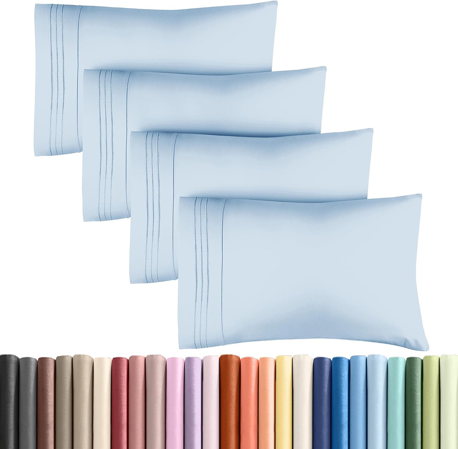 King Pillow Cases Set of 4 - Ultra Soft Hotel Quality Pillowcase Covers - Comfy, Cozy & Wrinkle Free - Shrinkage, Stain and Fade…