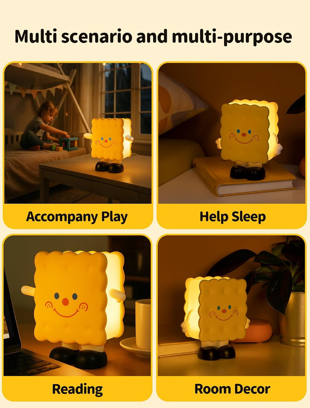Tarinks Biscuit Night Light for Kids, Rechargeable Baby Night Lights, Portable Sleep Nightlight, Cute Nursery Lamp, Table Lamps for Bedroom…
