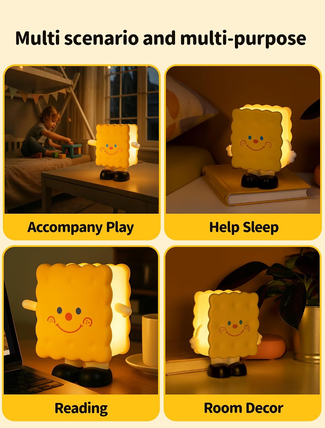 Tarinks Biscuit Night Light for Kids, Rechargeable Baby Night Lights, Portable Sleep Nightlight, Cute Nursery Lamp, Table Lamps for Bedroom…