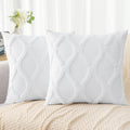 decorUhome Summer Throw Pillow Covers 16x16 Inch Set of 2, Soft Plush Faux Fur Wool Pure White Accent Couch Pillow Covers for Modern Farmho…