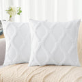 decorUhome Summer Throw Pillow Covers 18x18 Inch Set of 2, Soft Plush Faux Fur Wool Pure White Accent Couch Pillow Covers for Modern Farmho…