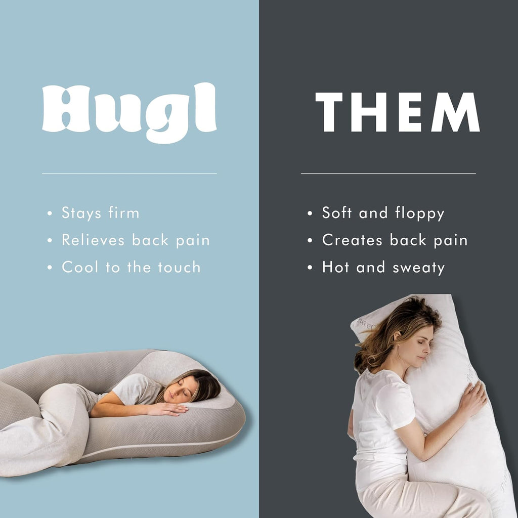 Plufl Hugl Cooling Body Pillow for Adults Made with CloudSupport Fill | U Shaped Maternity Pillows Great for Side Sleepers & Pregnant…