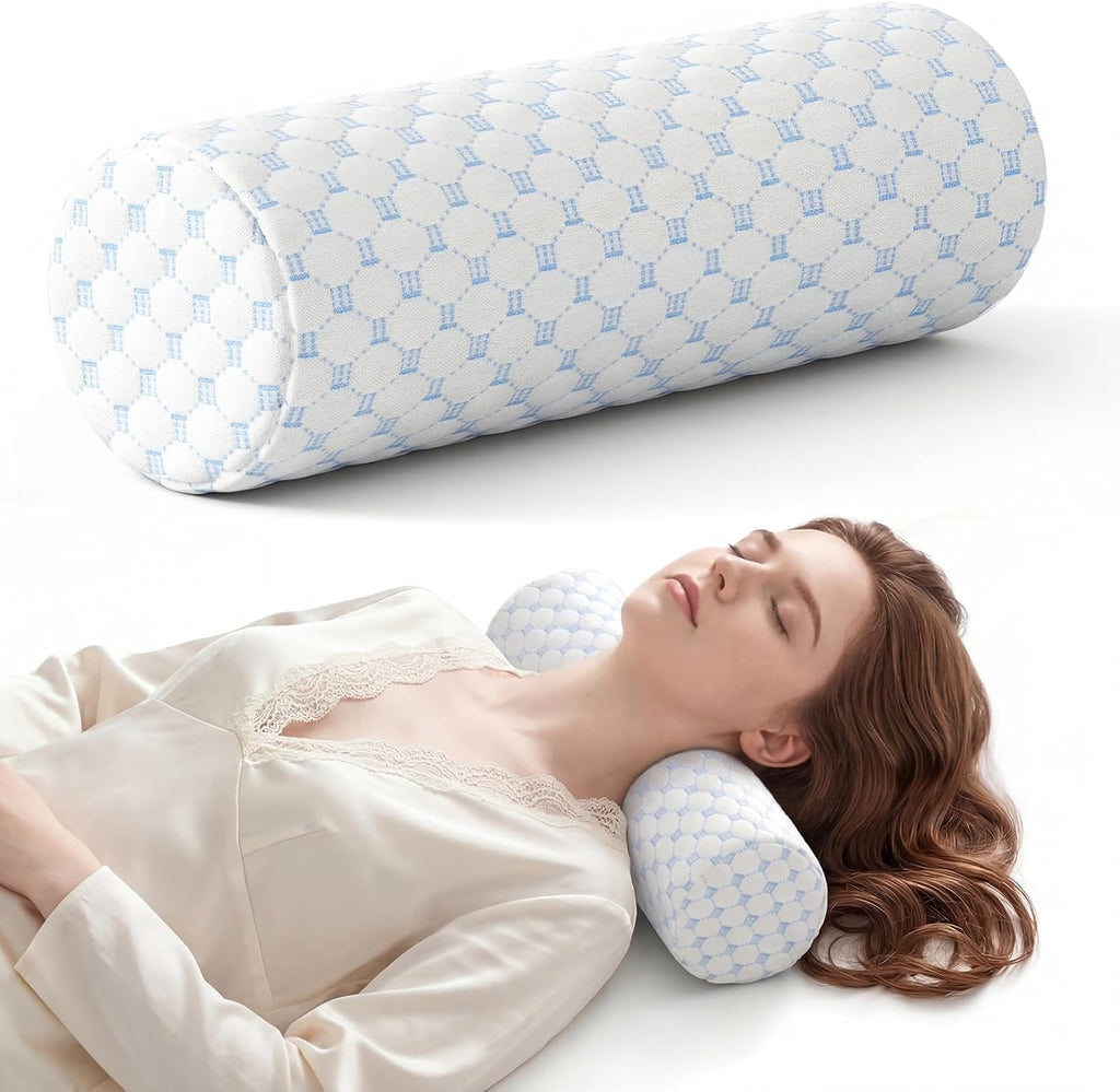 Forcanby Neck Roll Pillow for Neck - Memory Foam Neck Support Pillow for Bed, Cylinder Pillows, Round Neck Pillow for Sleeping, 15.7 * 5 *…