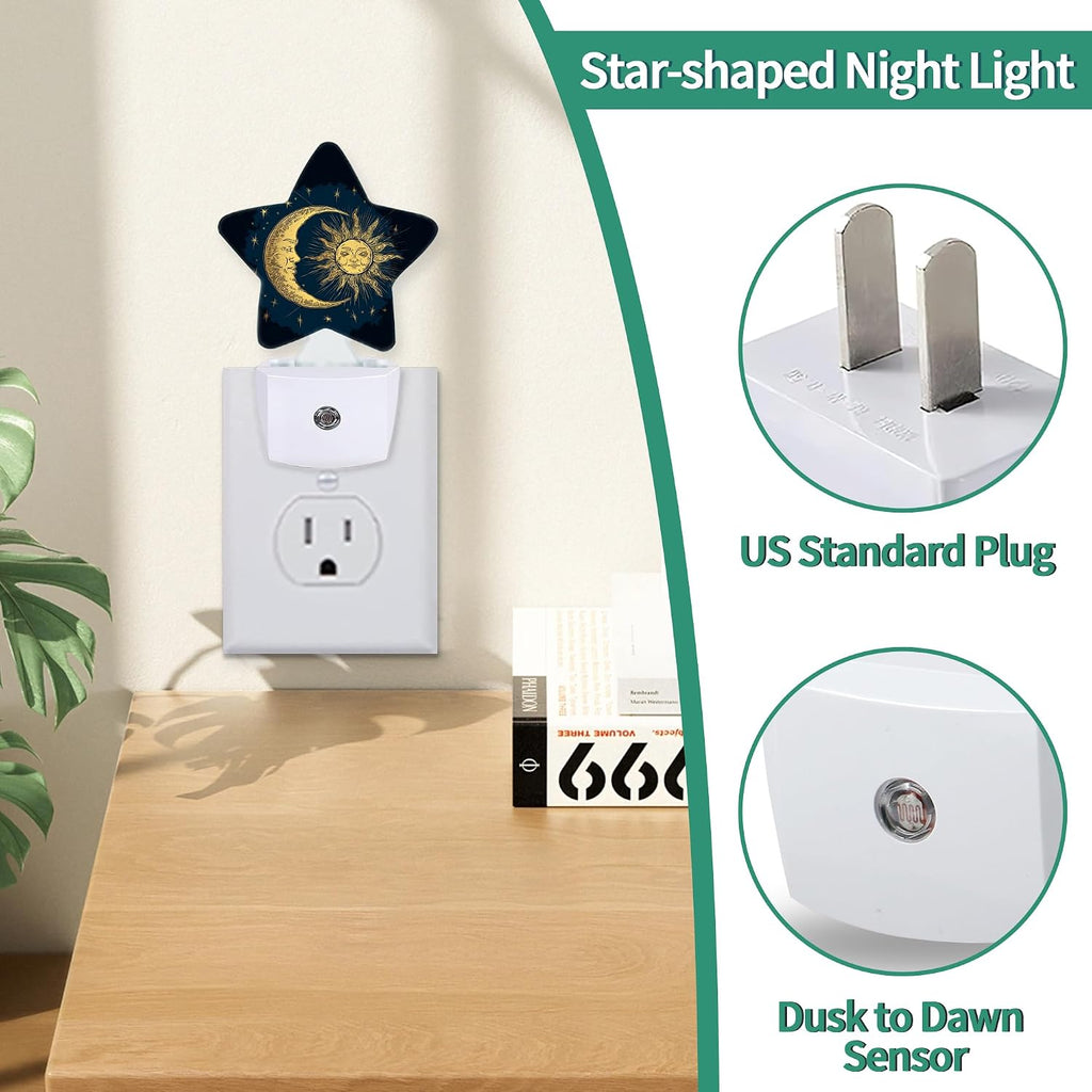 Boho Moon Sun Star Night Light Plug in, Soft Glow Night Light for Kids Bedroom Nursery, Gentle Warm Light for Sleep, Compact Lamp for…