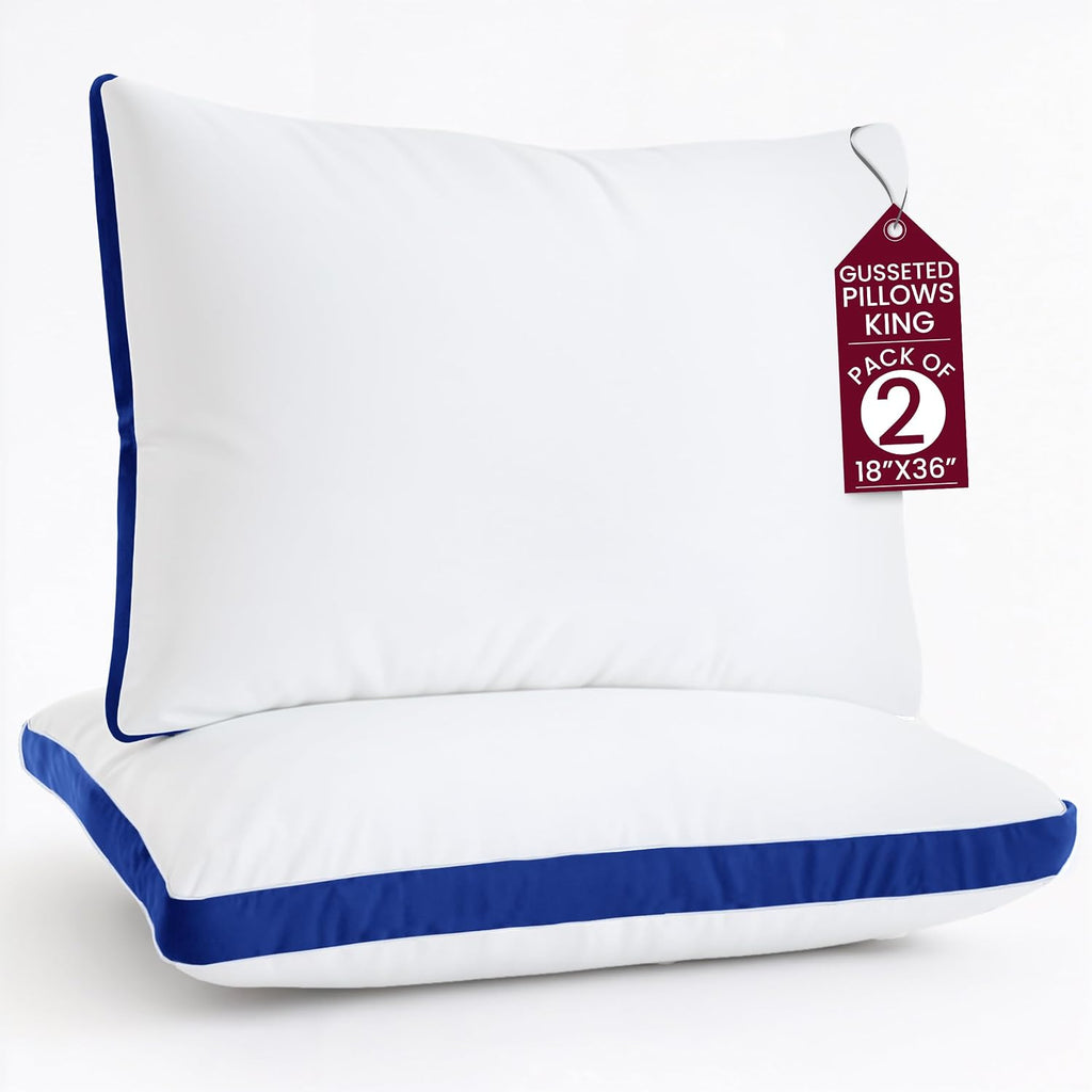 LuxDecorCollection Bed Pillows King Size Set of 2 - LUX Décor Gusseted Cooling Hotel Quality for Sleeping, Down Alternative Hypoallergenic…