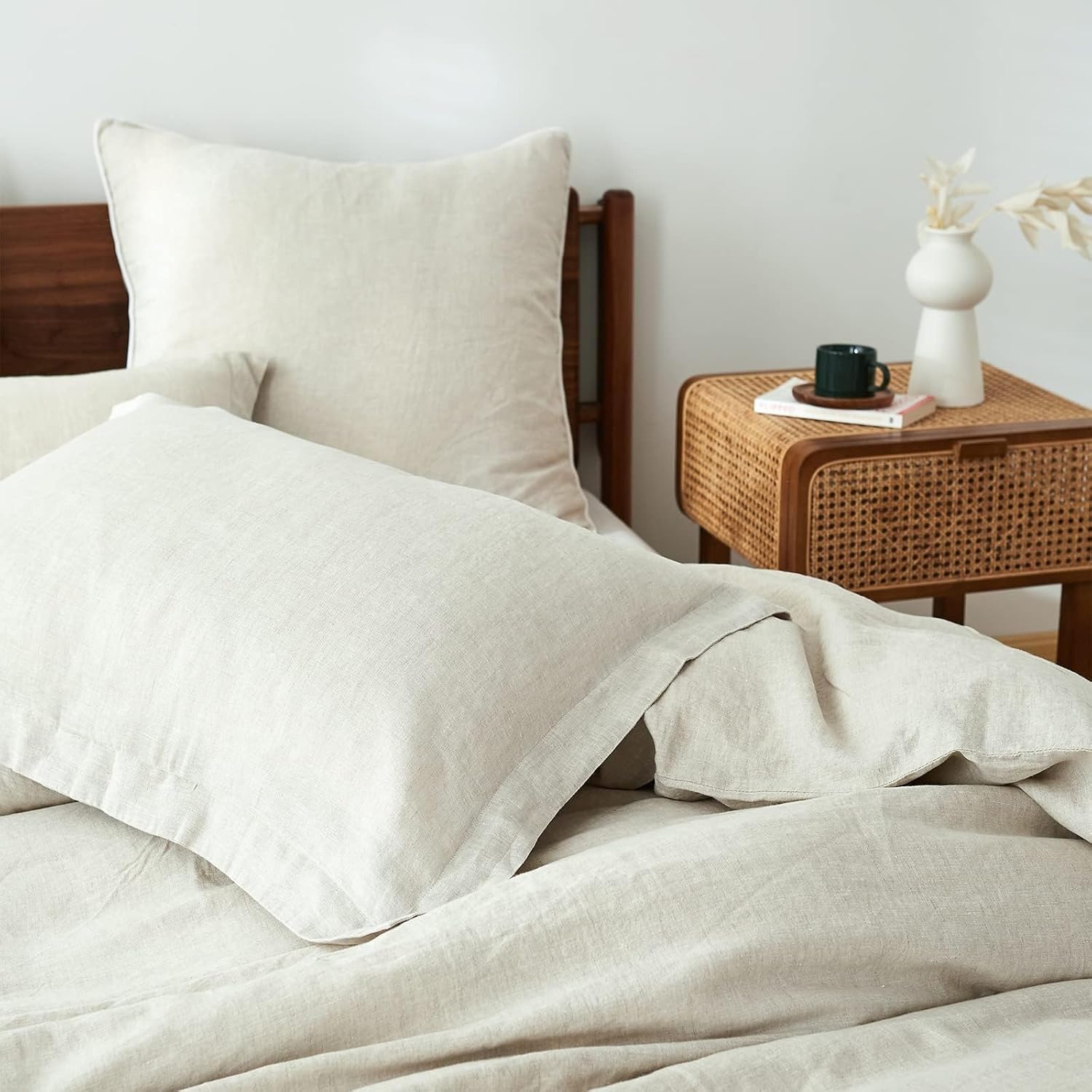 Simple&Opulence 100% Linen Pillow Case King Size Set of 2, Linen Pillow Covers with Overlap Closure, Luxury Breathable Pillowcases…