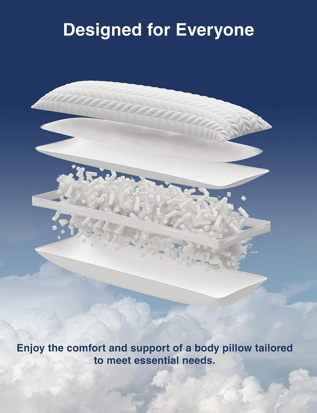 ZonLi Long Body Pillow for Adults, Firm Body Pillow with Adjustable Shredded Memory Foam, Soft Support for Side Sleepers, Pregnant Women…