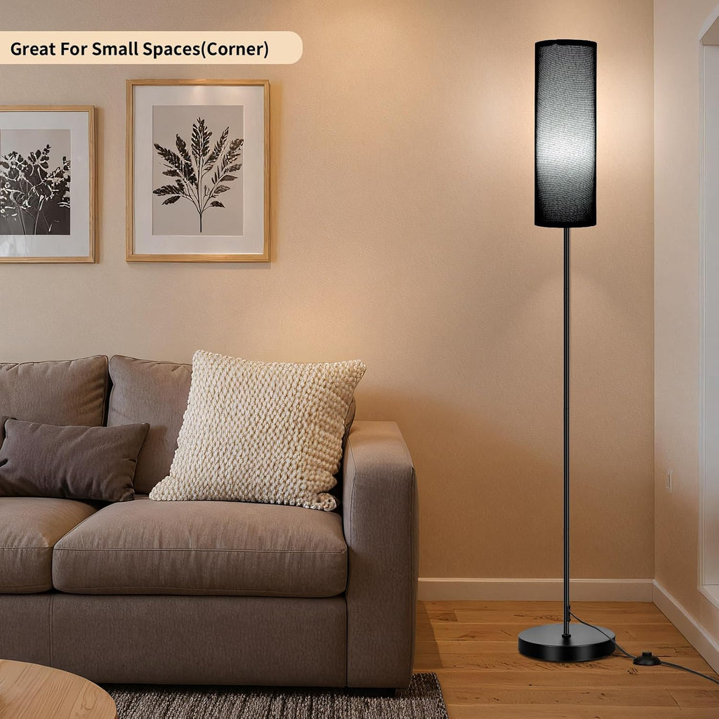 Fridekohome FRIDEKO HOME Black Shade Floor Lamp with, Simple Design with Foot Pedal Switch, Small Tall Lamps for Living Room Bedroom Office…