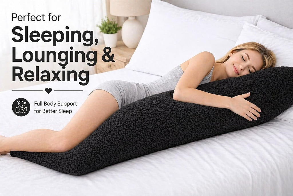 Reafort Sherpa Body Pillow Cover 21" x 54", Plush Fleece Long Body Pillowcase with Zipper Closure, Ultra Soft Fluffy Cozy Decorative…
