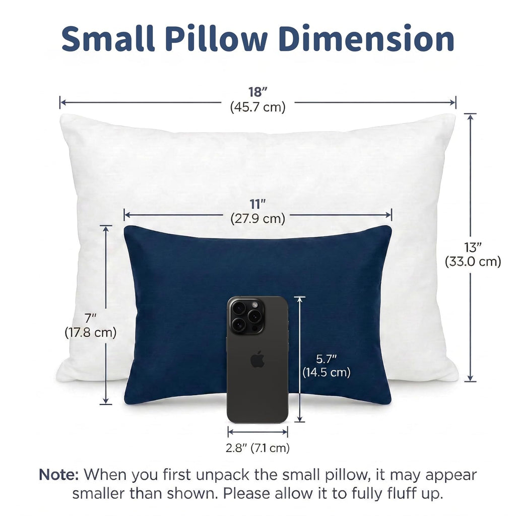 Pro Goleem Small Pillow 11"x7"x2.5" for Travel and Camping with Name Tag Mini Tiny Pillow for Room Couch Sofa Chair and Outdoor Car Air…