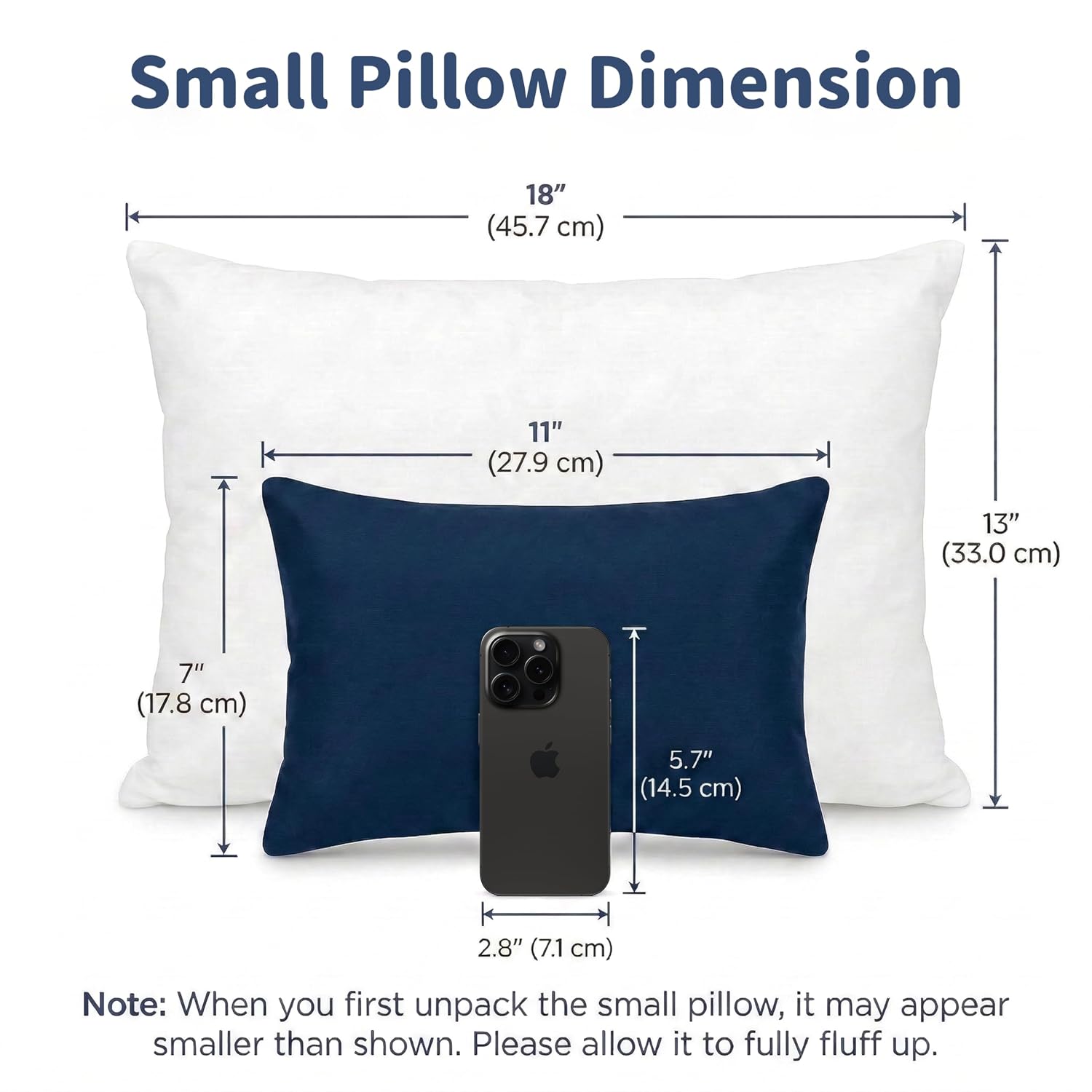 Pro Goleem Small Pillow 11"x7"x2.5" for Travel and Camping with Name Tag Mini Tiny Pillow for Room Couch Sofa Chair and Outdoor Car Air…